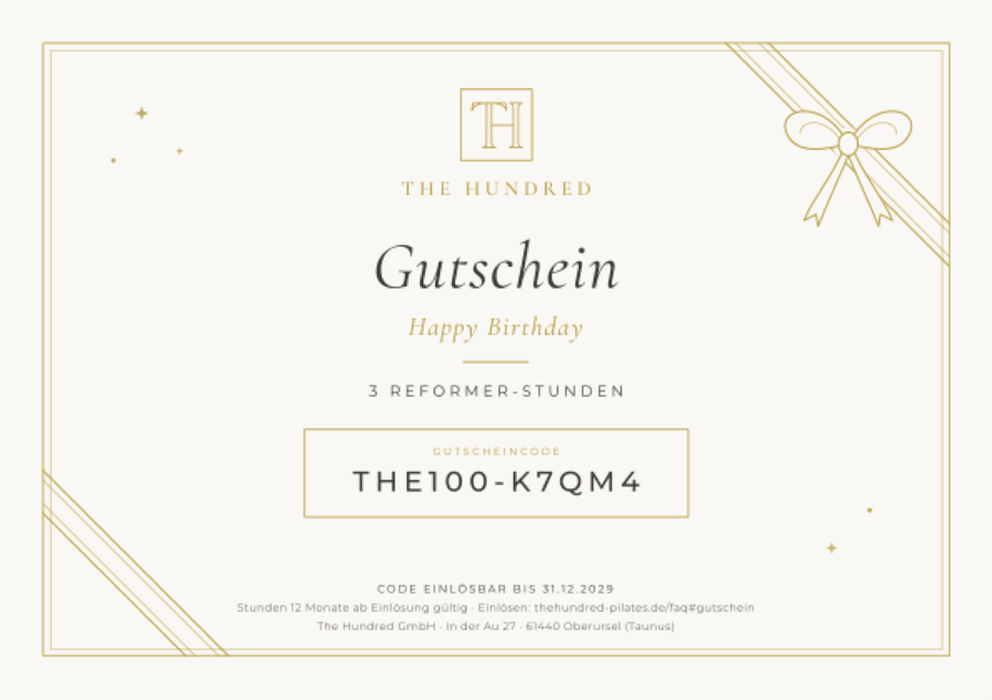 Gutschein im Design Geburtstag: goldenes Geschenkband mit Schleife