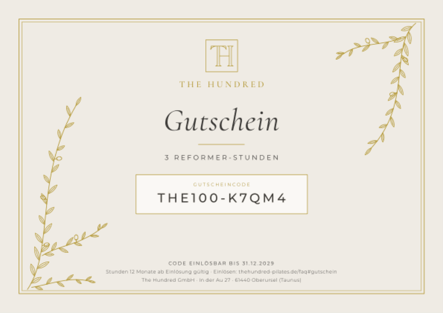 Gutschein im Design Botanik: zarte goldene Olivenzweige auf Creme